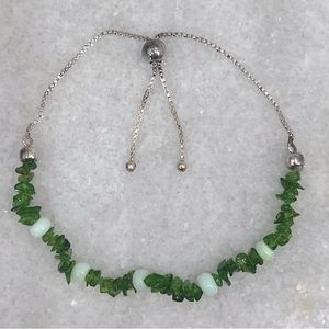 Russian Diopside Chip Green Opal Sterling Silver BOLO Bracelet